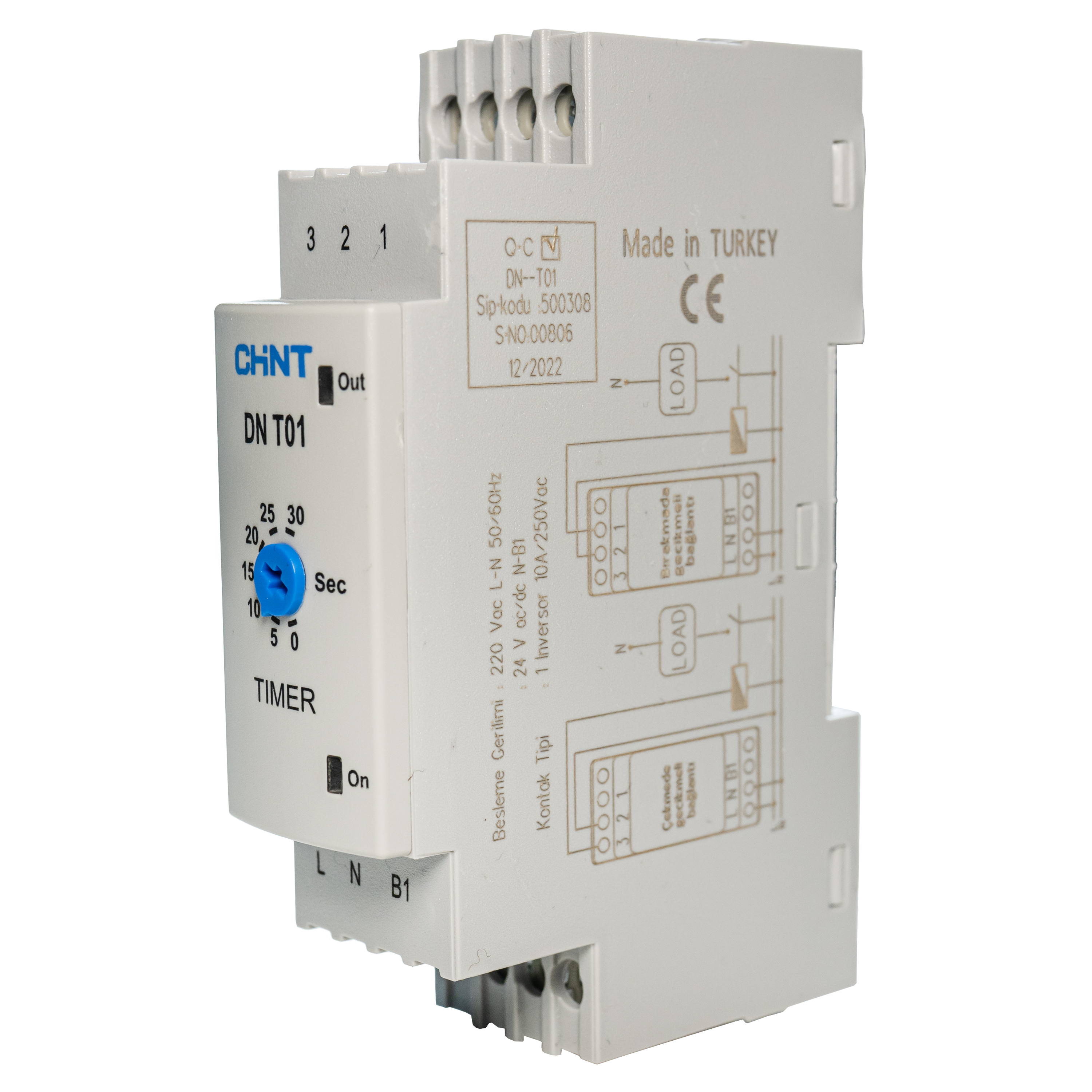 DN-T02 Zaman Rölesi, 0,1 sn - 60 sn 220 VAC