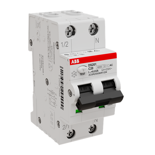DS201-C20AC30 2*20A 6kA C 30mA K.A.K