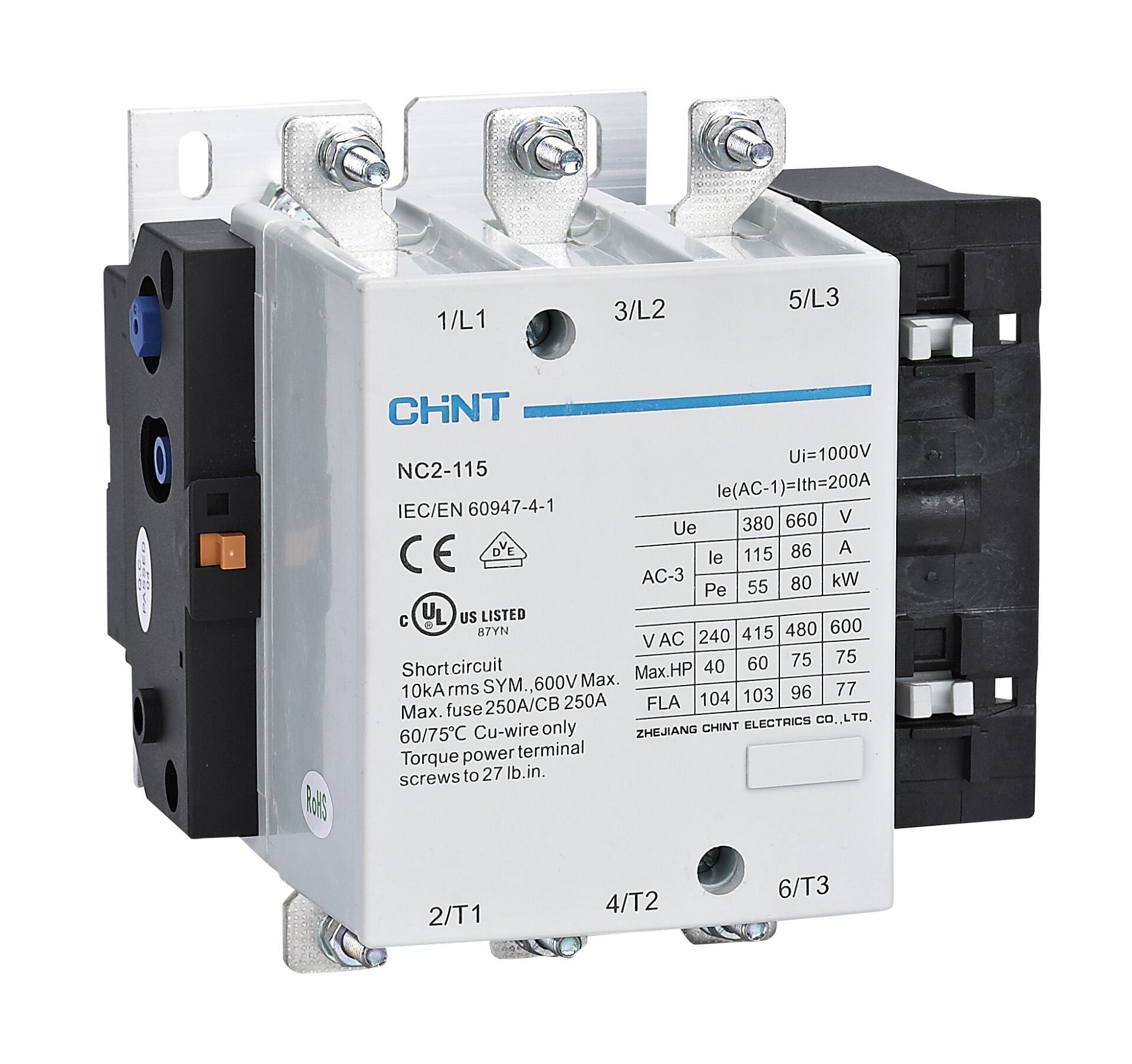 NC2-115M 3*115A 55kW 220V-240VAC Bobin Kontaktör