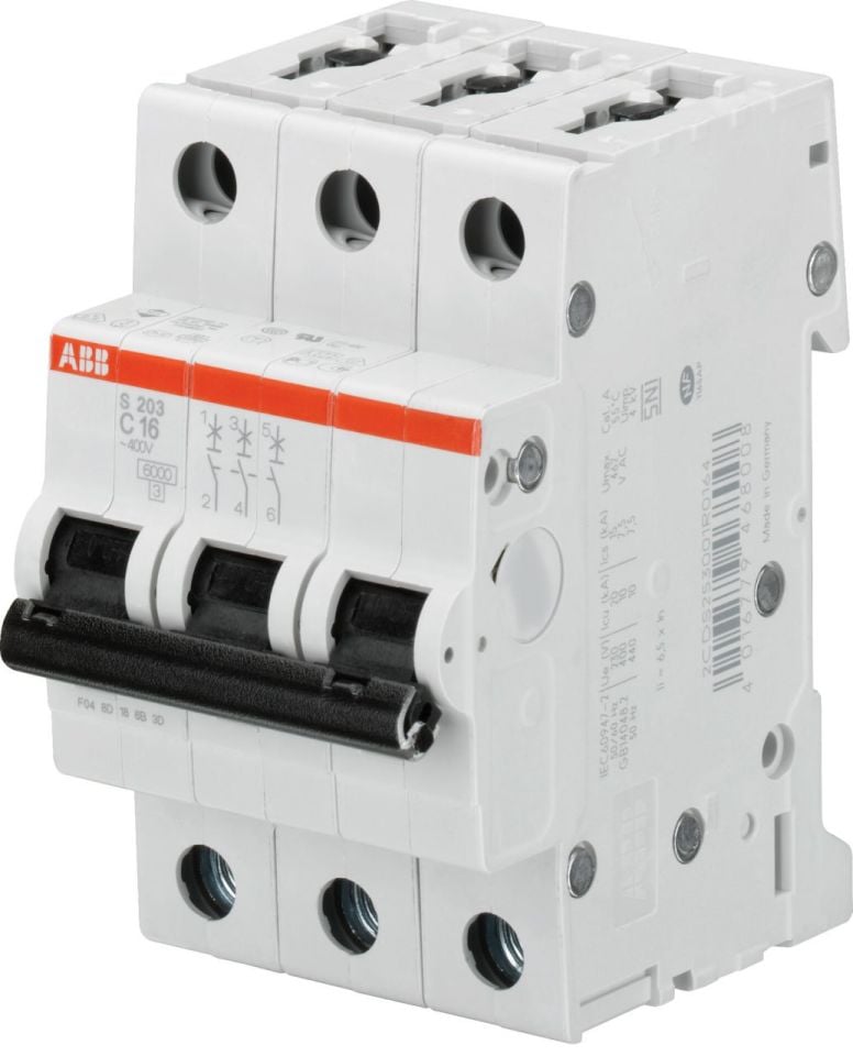 S203-C20 3*20A C tipi 6kA otomatik sigorta