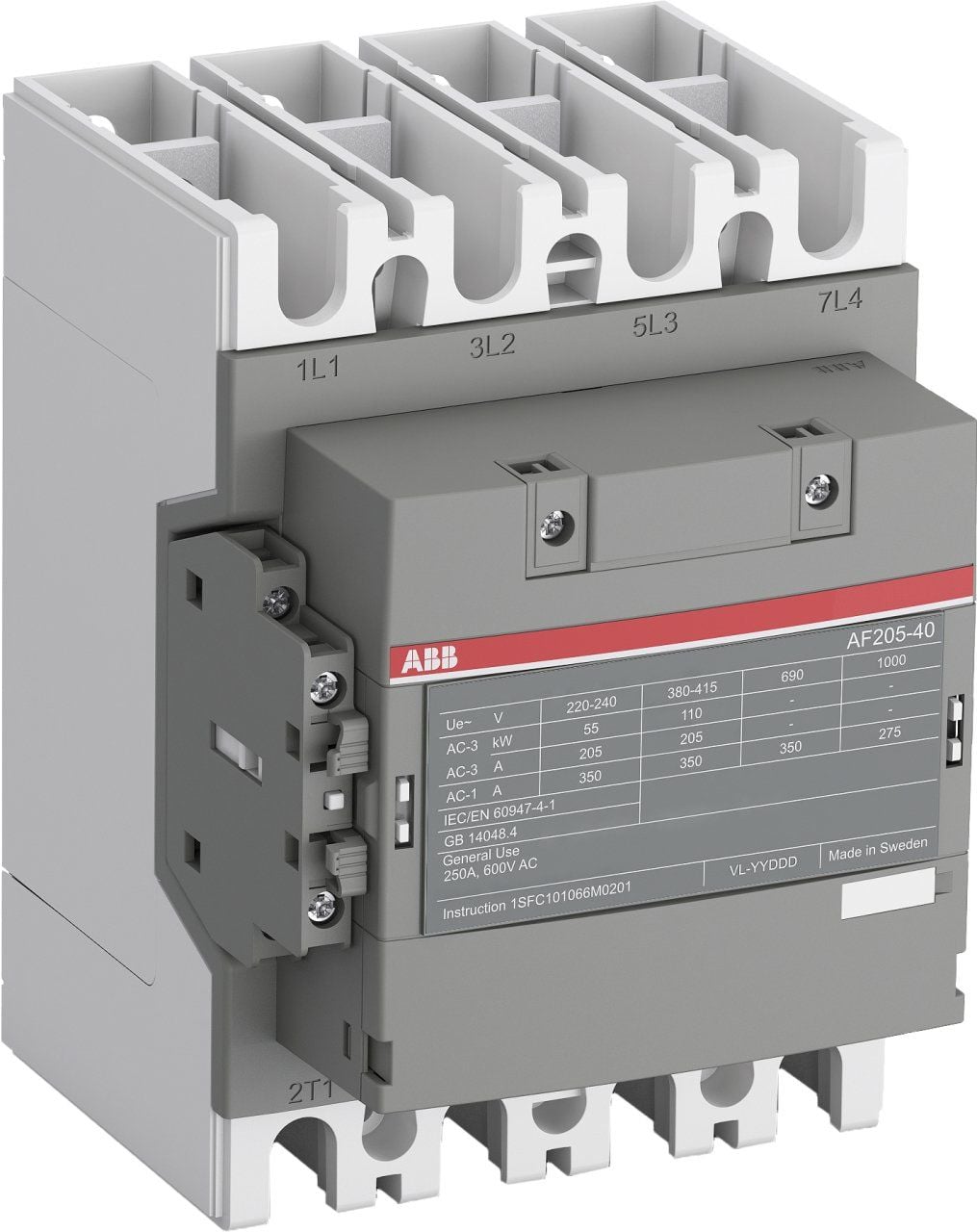 AF205-40-11 100-250VAC/DC 205A 4P kont.1NA+1NK